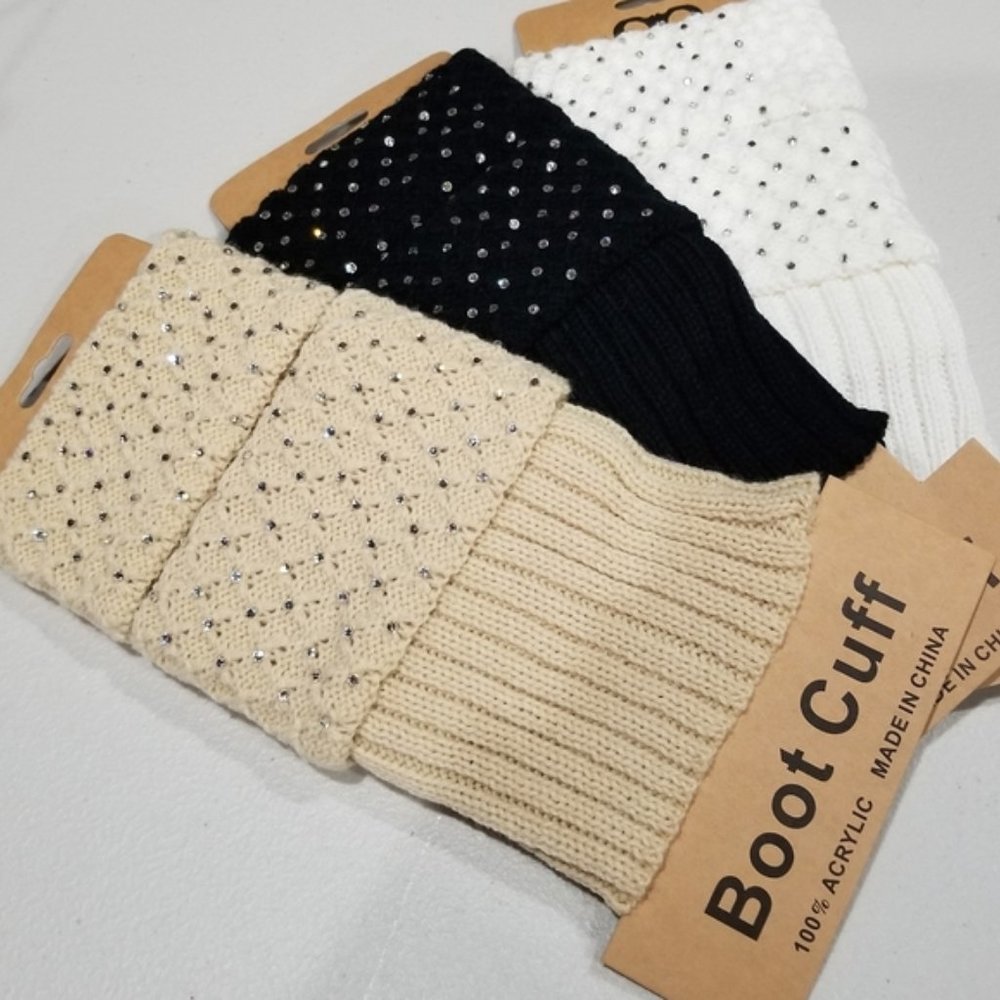 CREAM OR TAN KNIT BOOT CUFFS - Picture 4 of 4